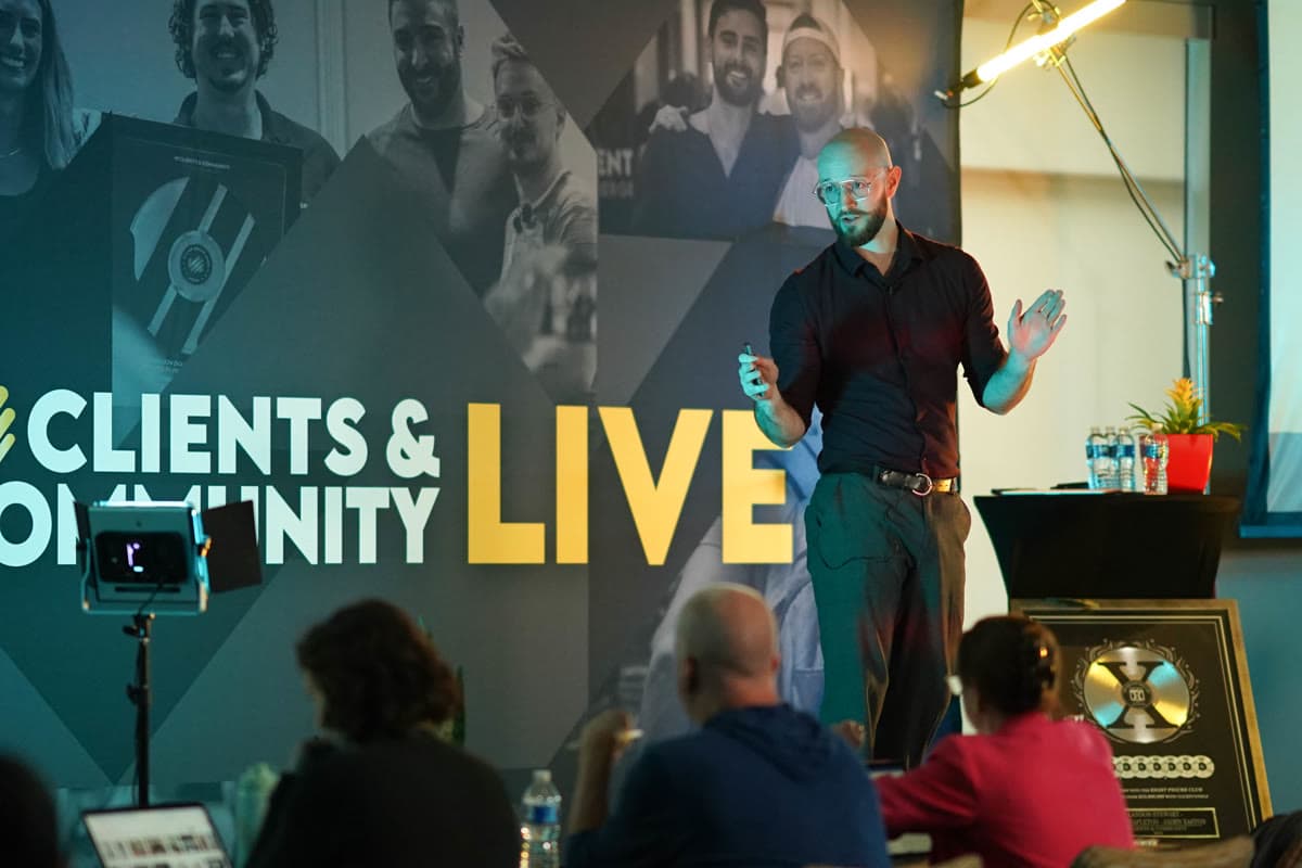 John Coburn presenting at Clients & Community Live event