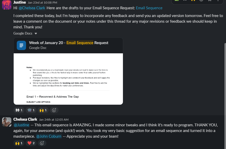 “This email sequence is AMAZING”