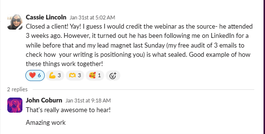 Client closed – credited to the webinar