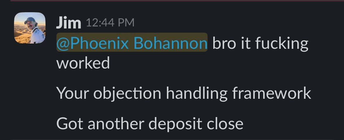 Deposit closed off the objection-handling framework