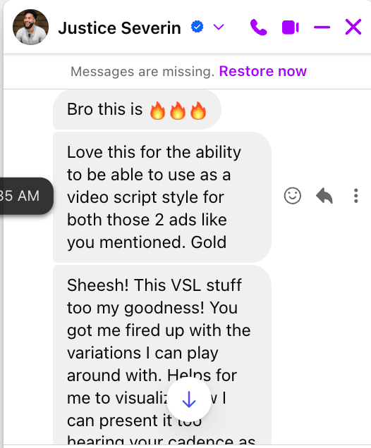 VSL variations: “You got me fired up”