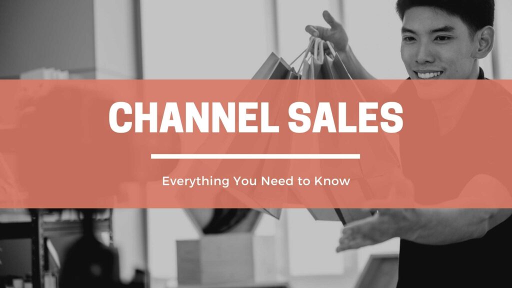 Channel sales with man holding retail bags.
