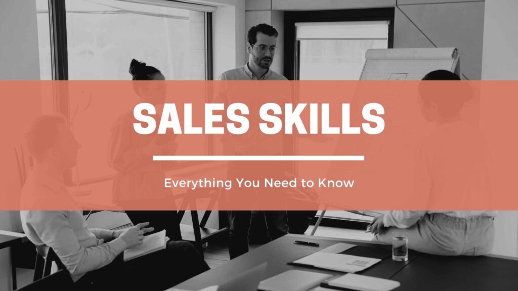 Sales skills header image with professional presenting in background.